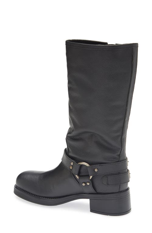 Steve Madden Astor Knee High Moto Boot In Black