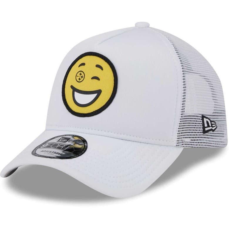 New Era White Pittsburgh Steelers Happy A-frame Trucker 9forty Snapback Hat