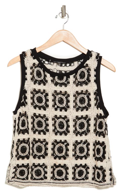 Shop Adrianna Papell Pattern Stitch Sweater Tank In Cream/black