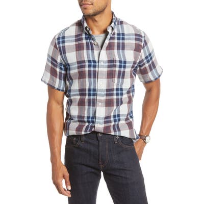 1901 Trim Fit Plaid Short Sleeve Button-Down Sport Shirt