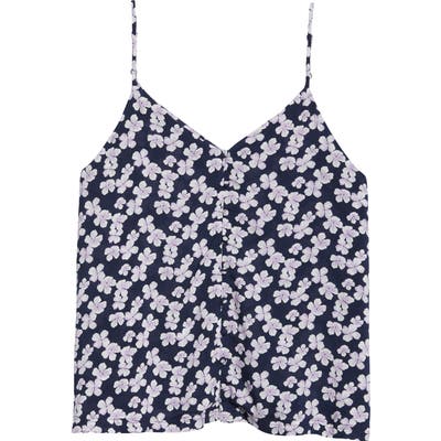 Plus Size Caslon Floral Ruffle Hem Camisole, Blue