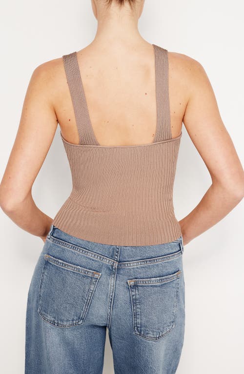 Shop Good American Shine V-neck Ribbed Crop Tank In Putty001