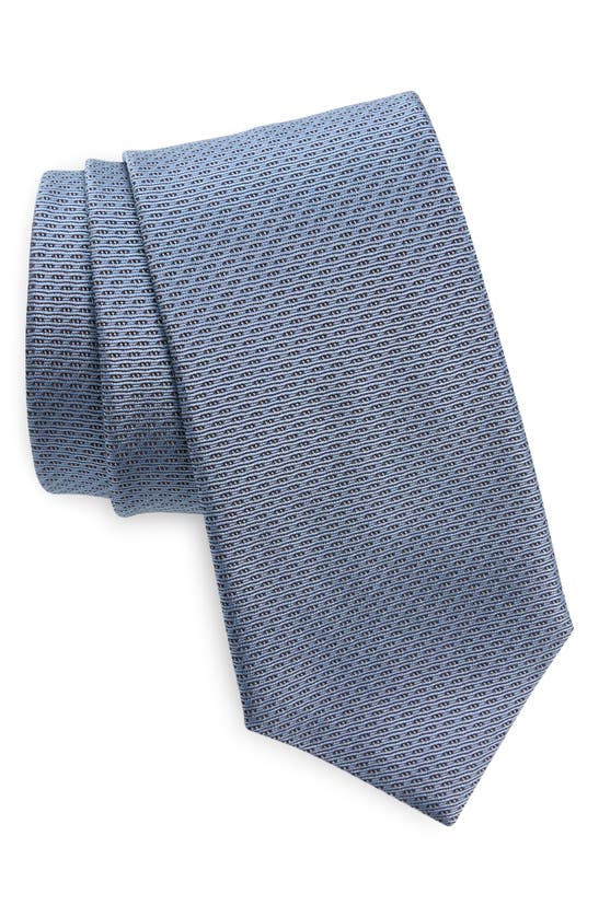 Shop Canali Neat Silk Tie In Light Blue