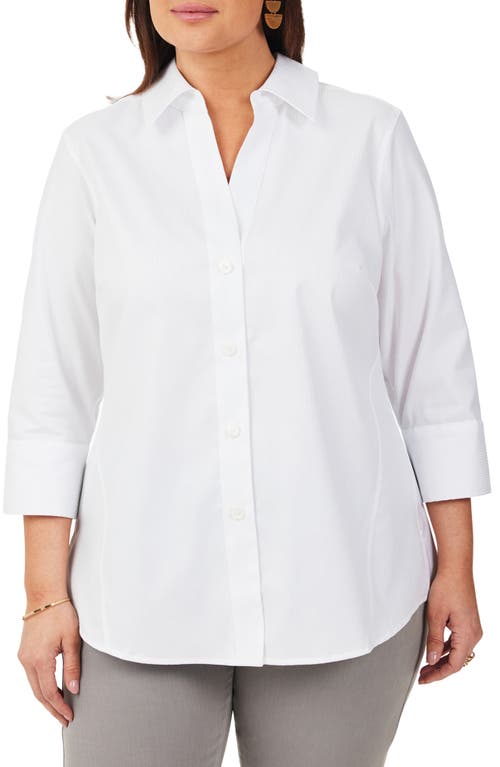 Foxcroft Paityn Stripe Non-Iron Cotton Shirt in White