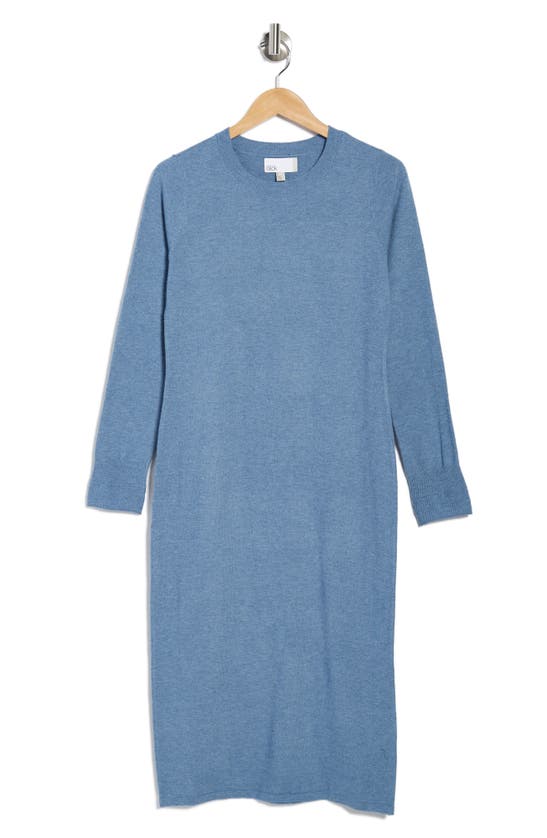 Nordstrom Rack Long Sleeve Jewel Neck Sweater Dress In Blue Infinity