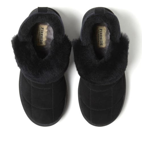 Dearfoams Fireside Bayswater Genuine Shearling Quilted Platform Bootie In Black