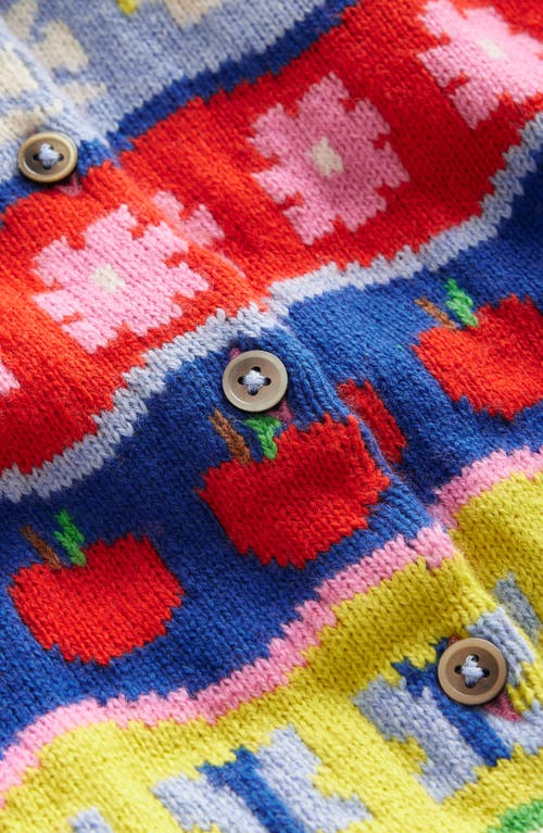 Shop Mini Boden Kids' Edie Fair Isle Cotton & Wool Blend Cardigan In Multi Rainbow