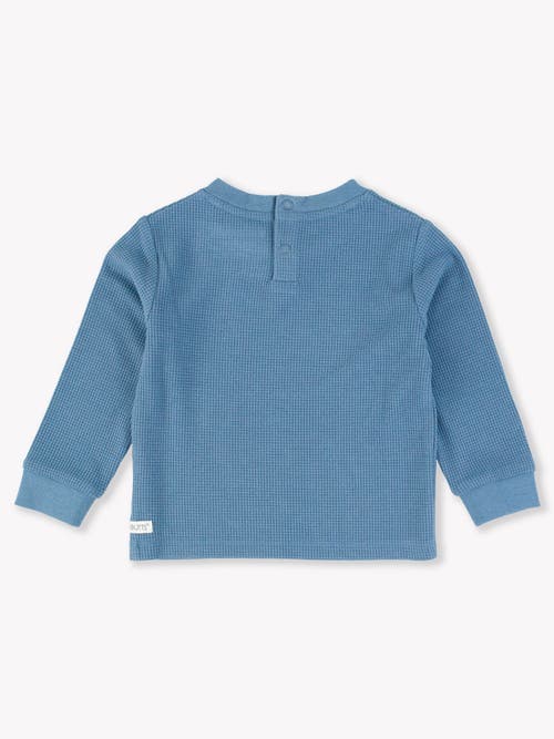 Shop Ruggedbutts Toddler Boys Waffle Knit Long Sleeve Crew Neck Shirt In Countryside Blue Waffle