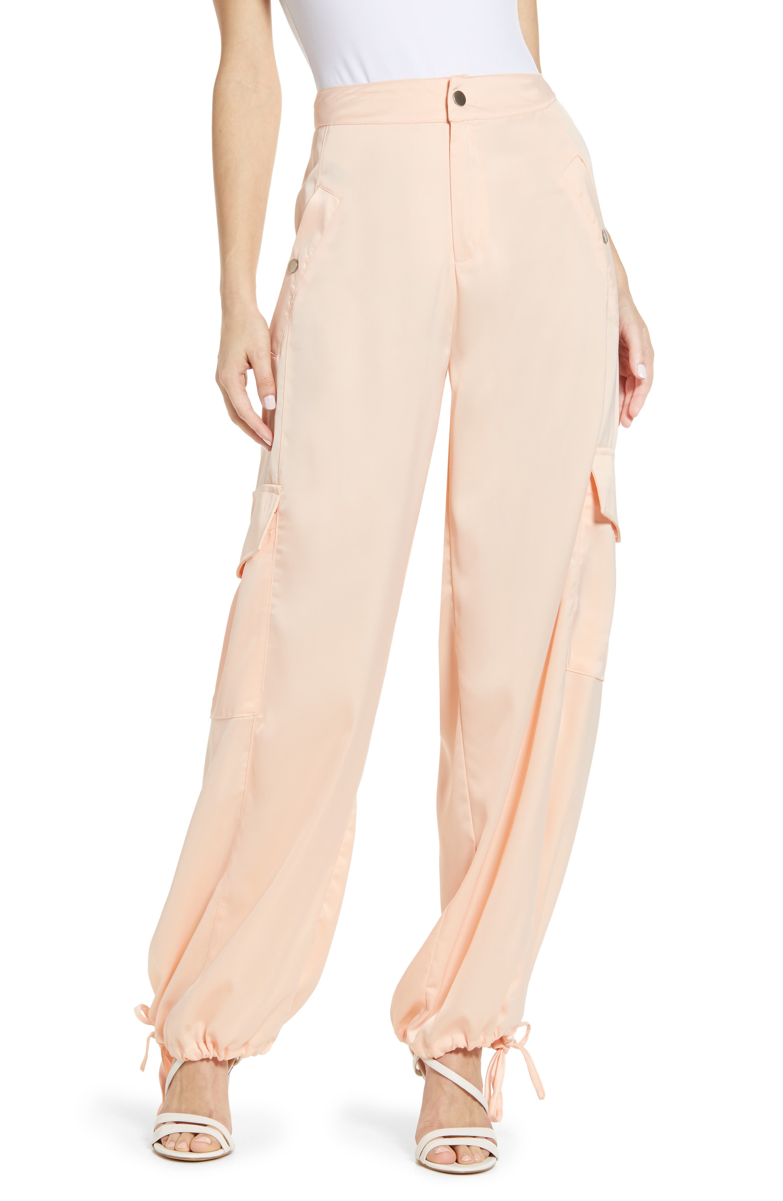 Kendall + Kylie Satin Cargo Pants,6 - Pink