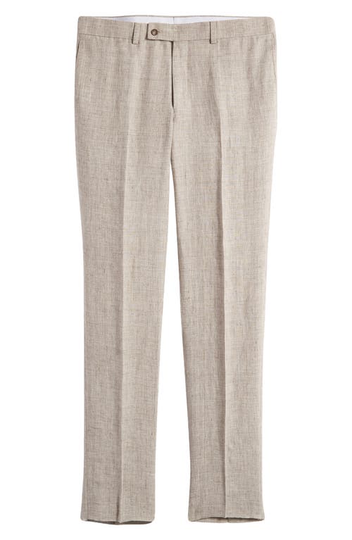 Jack Victor Pablo Flat Front Linen Trousers in Tan