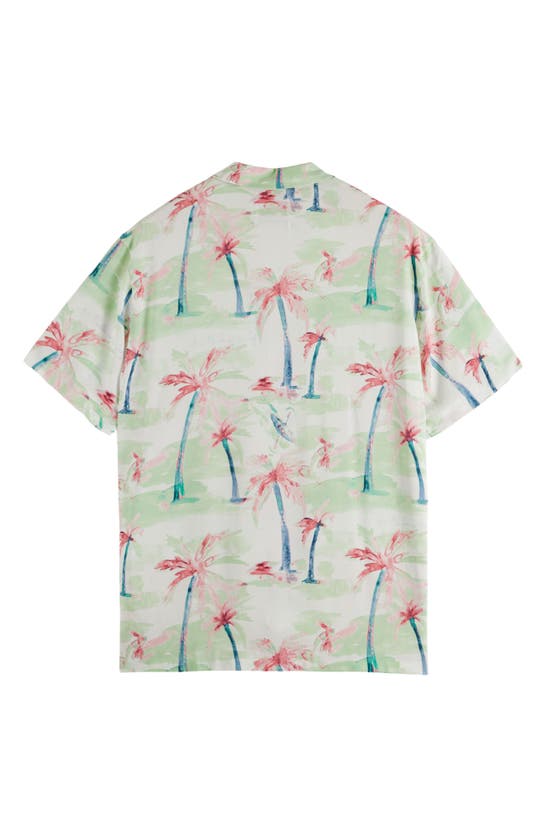 Shop Scotch & Soda Palm Tree Print Camp Shirt In Palm Multi Aop