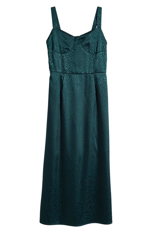 Shop Ava & Yelly Kids' Satin Jacquard Maxi Party Dress In Hunter Green