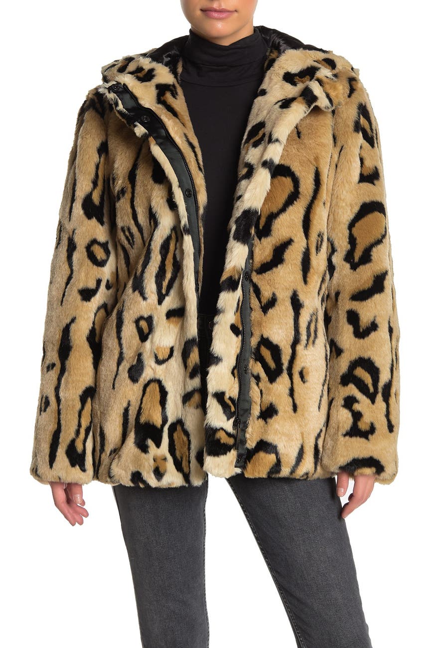 Calvin Klein | Faux Leopard Fur Hooded Jacket | Nordstrom Rack