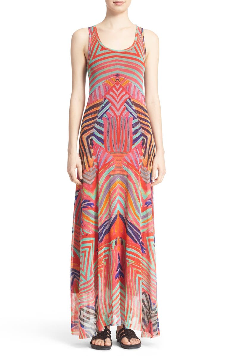 Fuzzi Abstract Print Tulle Mesh Maxi Dress | Nordstrom