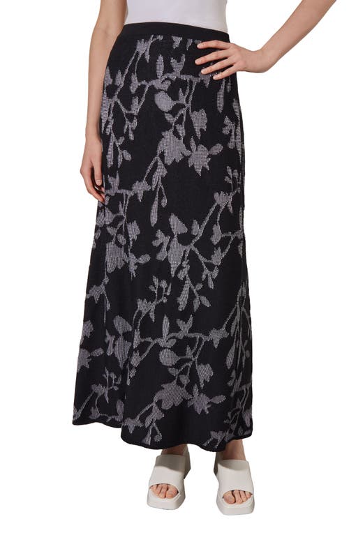 Ming Wang Floral Jacquard Maxi Skirt Black/White at Nordstrom,