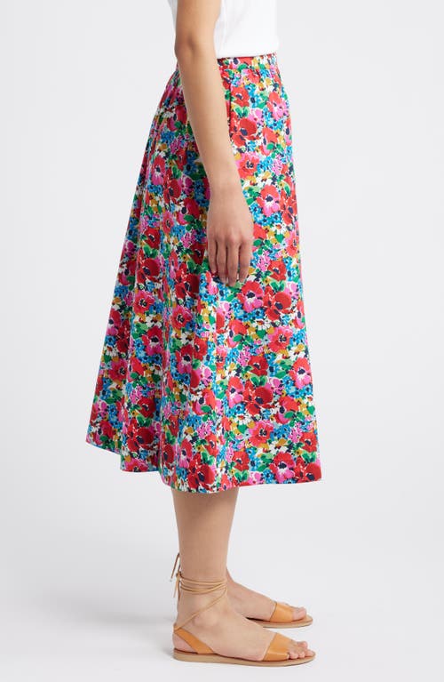 Shop Boden Hattie Floral Poplin Midi Skirt In Wild Poppy