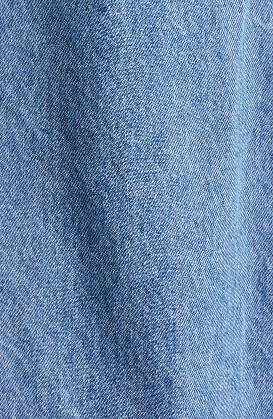 Shop Coperni Belted Halter Denim Dress In Washed Blue