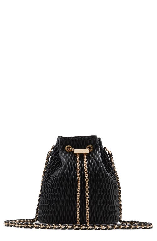 Natalya Quilted Faux Leather Bucket Bag in Black