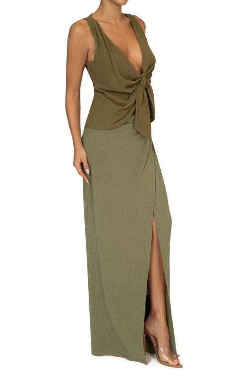 Jluxlabel Elicia Front Tie Sleeveless Top In Green