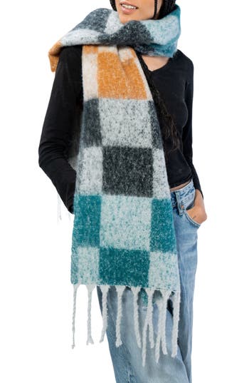 Marcus Adler Check Scarf In Black Multi