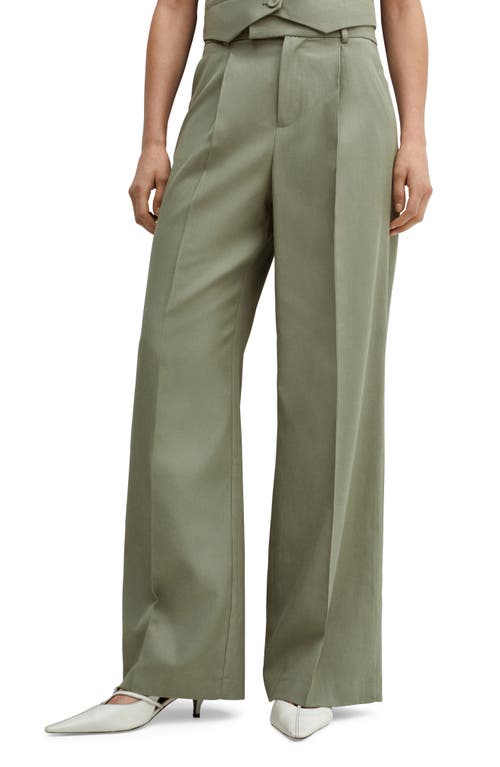 MANGO Alicante High Waist Wide Leg Pants in Pastel Green at Nordstrom, Size 6