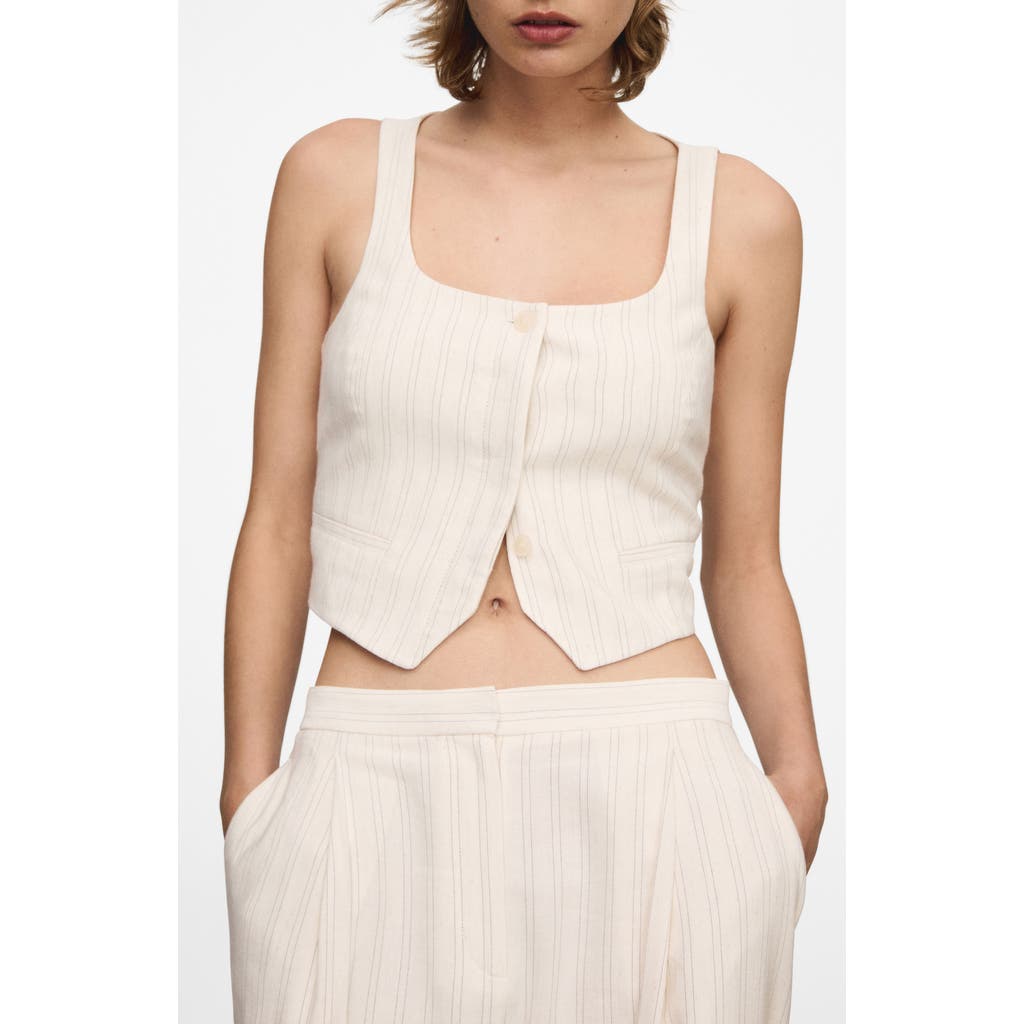Shop Mango Stripe Vest In Ecru