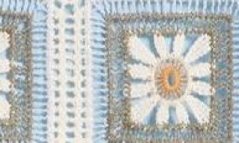 Shop Nn07 Julio Crochet Cotton Short Sleeve Button-up Camp Shirt In Blue Multi Colour