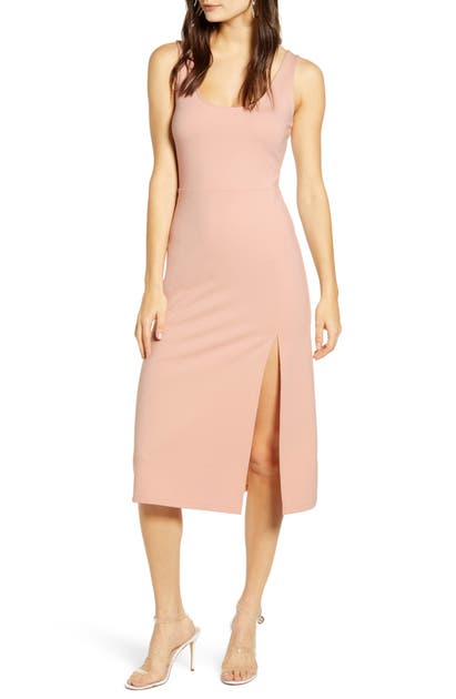 Leith Scoop Neck Midi Dress In Pink Smoke
