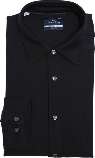 SAVILE ROW CO Black Twill Slim Fit Comfort Knit Dress Shirt | Nordstromrack