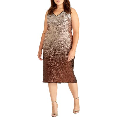 Plus Size Rachel Rachel Roy Karine Sequin Sheath Dress, Brown