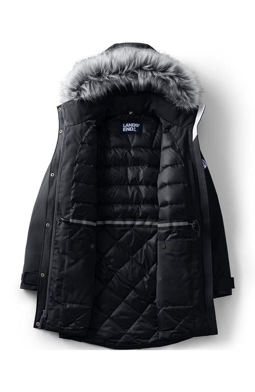 Shop Lands' End Expedition Waterproof Down Winter Parka With Faux Fur Hood In Black