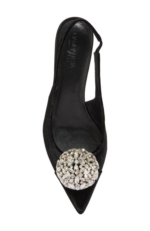 Shop Giambattista Valli Crystal Ball Pointed Toe Velveteen Slingback Pump In Black/crystal