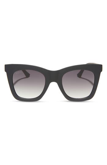 Diff 50mm Talia Square Sunglasses In Matte Blk/grey Gradient