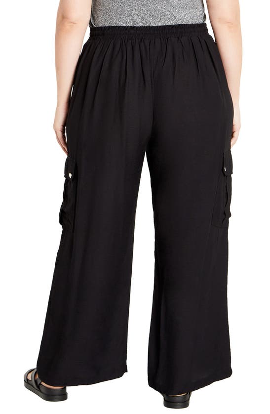 Shop City Chic Kasbah Wide Leg Cargo Pants In Black