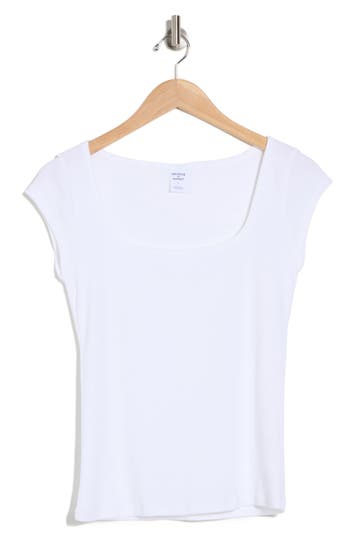Shop Melrose And Market Cap Sleeve Cotton Blend T-shirt In White