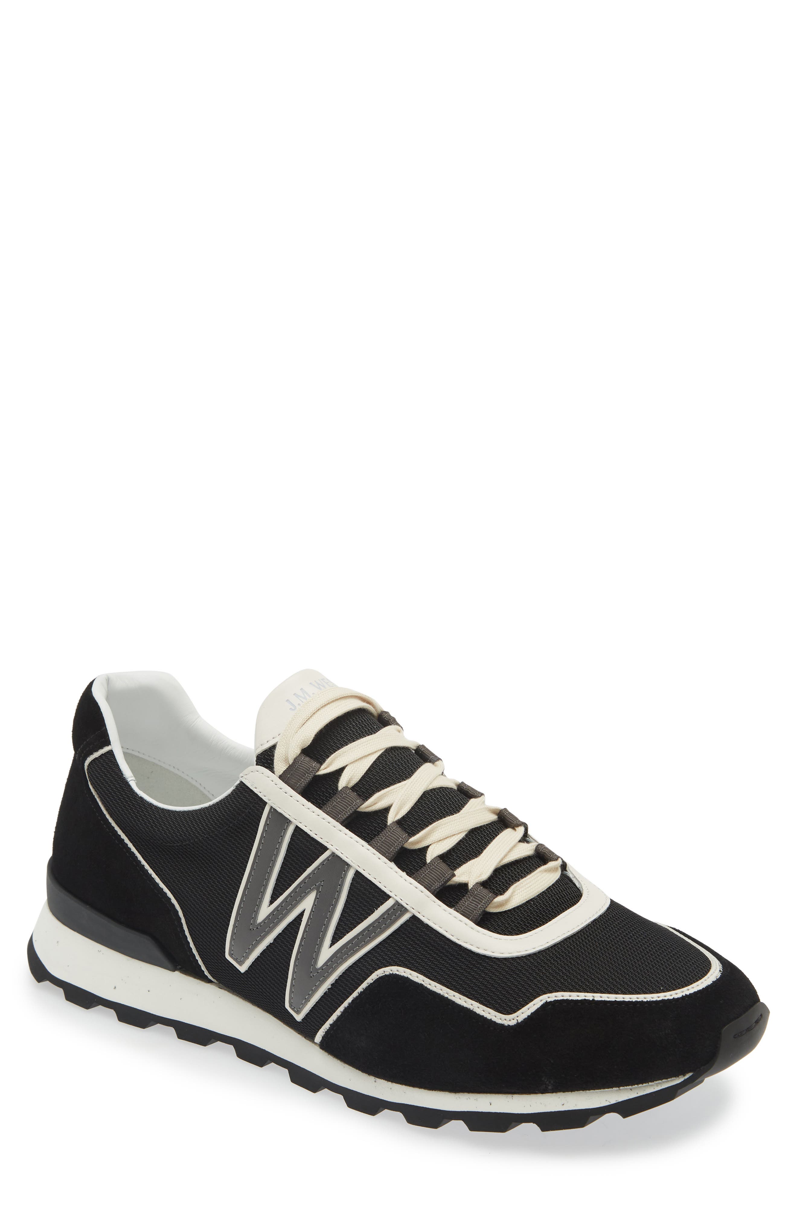 JM WESTON Animation On My Way Ghillies Knit Sneaker in Beige/Grey/Black 