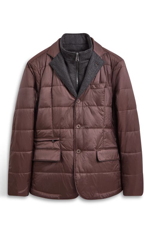 Bugatchi Quilted Water Repellent Nylon Blazer With Bib In Truffle