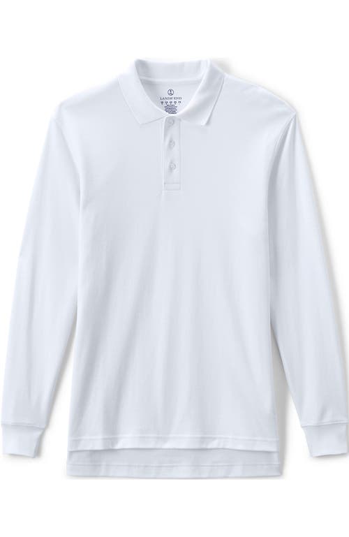 Lands' End School Uniform Long Sleeve Interlock Polo Shirt In White