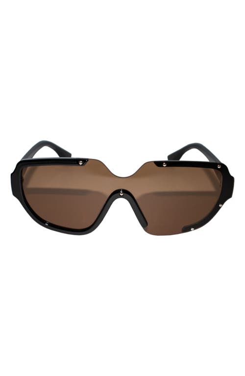 Jolie 71mm Oversize Polarized Square Sunglasses in Black/Brown