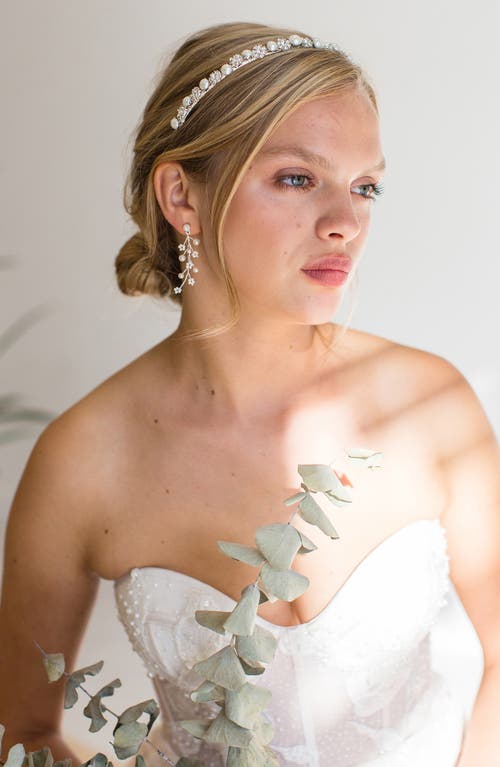 Shop Brides And Hairpins Brides & Hairpins Parthena Crystal & Imitation Pearl Crown In Silver