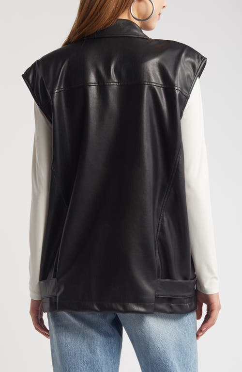 Shop Open Edit Faux Leather Moto Vest In Black