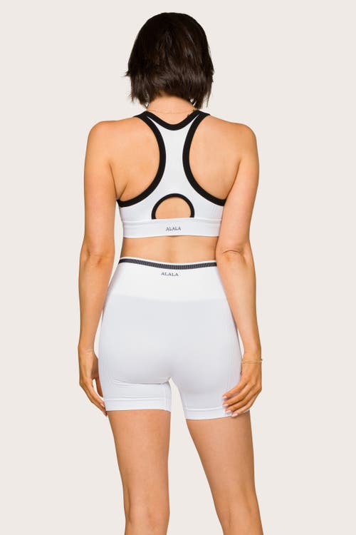 Alala Barre Zip Bra In White + Black