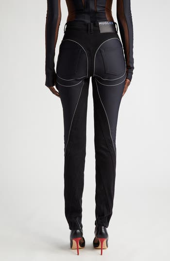 Mugler jeans discount with leather