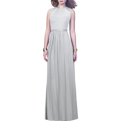 Dessy Collection Embellished Open Back Gown, Grey