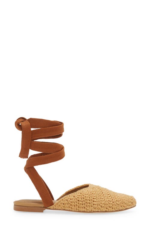 Shekudo Porto Novo Ankle Wrap Flat In Latte