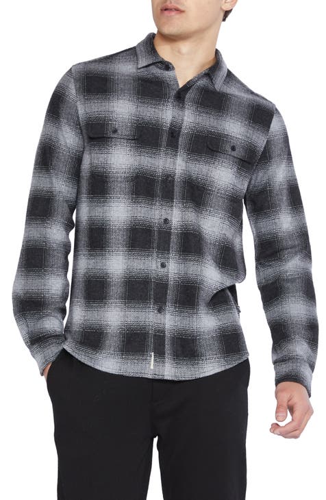 Reed Knit Plaid Button Front Shirt