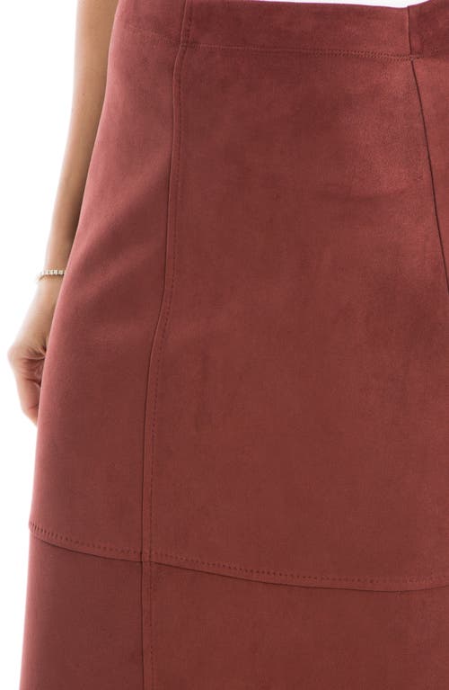 Max Studio Faux Suede A-line Midi Skirt In Chestnut
