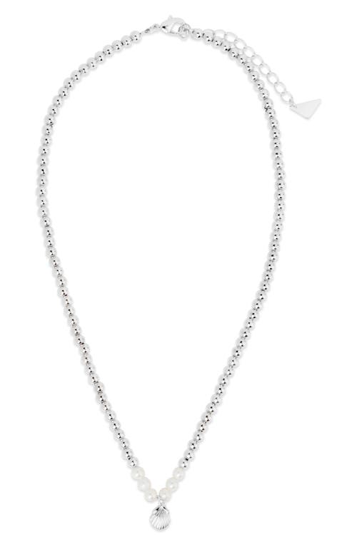 Sterling Forever Marjorie Seashell Pendant Pearl Necklace in Silver at Nordstrom