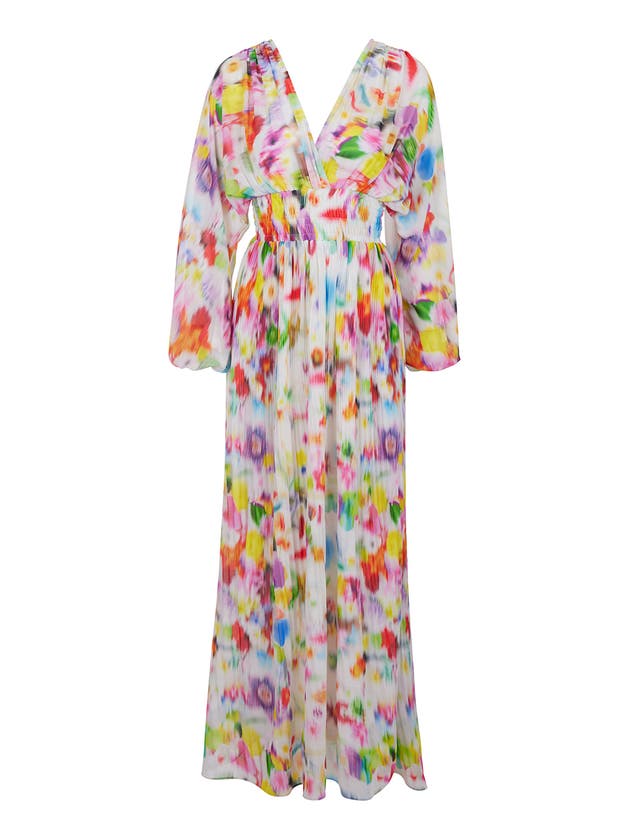 Shop Nocturne Printed Long Dress In Multi-colored