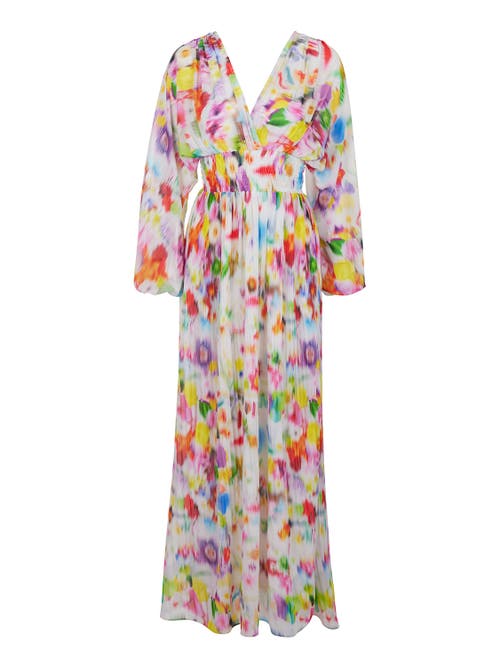 Printed Long Dress in Multi-Colored